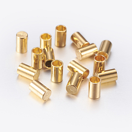 Honeyhandy Brass Cord Ends, End Caps, Column, Golden, 5x3mm, Inner Diameter: 2mm