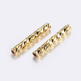 Honeyhandy Brass Tube Beads, Tube, Faceted, Golden, 10x1.5mm, Hole: 0.8mm