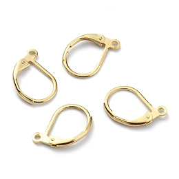 ARRICRAFT Brass Huggie Hoop Earring Findings, with Loop, Real 24K Gold Plated, 15.6x10x2mm, Hole: 1.4mm, Pin: 0.8mm