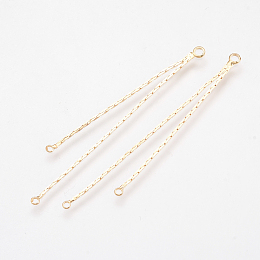 Honeyhandy Brass Chain Links, Chandelier Components, Nickel Free, Real 18K Gold Plated, 54x3x1mm, Hole: 1.5mm