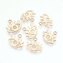 Honeyhandy Brass Charms, Nickel Free, Real 18K Gold Plated, Eye, 11.5x13x1mm, Hole: 1mm