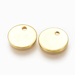 Honeyhandy Brass Charms, Nickel Free, Real 18K Gold Plated, Flat Round, 8x1mm, Hole: 1mm