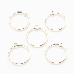 Honeyhandy Brass Links connectors, Ring, Real 18K Gold Plated, 28x25x1mm, Hole: 1mm