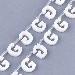 Honeyhandy Freshwater Shell Beads, Top Drilled Beads, Letter.G, 10x8x3mm, Hole: 0.8mm