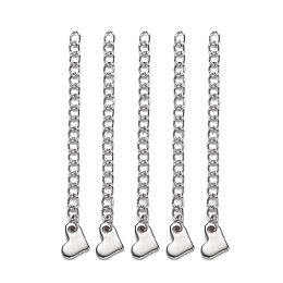 Arricraft 304 Stainless Steel Chain Extender, with Heart Charms, Stainless Steel Color, 58x3mm