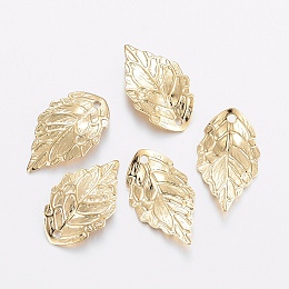 Honeyhandy 304 Stainless Steel Pendants, Leaf, Golden, 17.5x10x0.6mm, Hole: 1mm