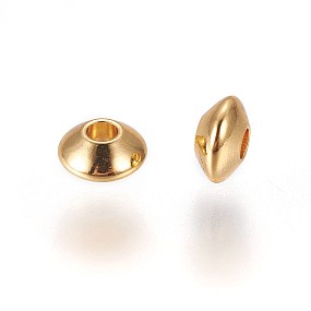 Honeyhandy 304 Stainless Steel Spacer Beads, Rondelle, Real 24K Gold Plated, 6x3mm, Hole: 1.8mm