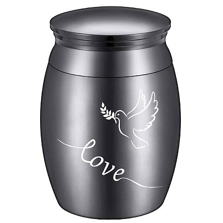CREATCABIN Mini Urn Small Keepsake Bird Cremation Urns Ashes Holder Miniature Burial Funeral Paw Container Jar Engraving Stainless Steel for Human Ashes Pet Dog Cat 1.57 x 1.18 Inch-Love(Black)
