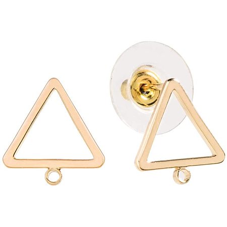 BENECREAT 8 Pairs 18K Gold Plated Triangle Shape Earring Studs with Earring Backs with Hole for Birthday Valentine's Day or Anniversaries Gifts