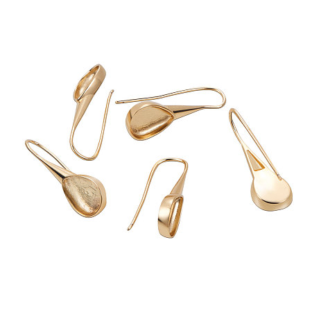 BENECREAT 20 PCS  Gold Plated Earring Fish Hook Earrings Teardrop Earrings for DIY Making Findings - 35.3x11.5mm