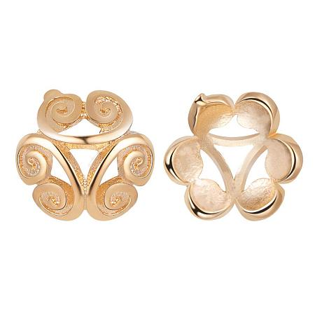 BENECREAT 50PCS  Gold Plated Flower Bead Caps(3-Petal) Tibetan Style Flower Bead End Caps Spacers for Jewelry Making(8x2.5mm)