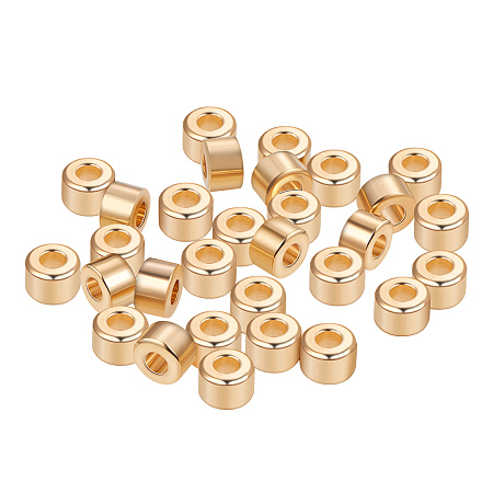 BENECREAT 30 PCS  Gold Plated Beads Metal Spacer Beads for DIY Jewelry Making and Other Craft Work - 6x4mm, Column Shape