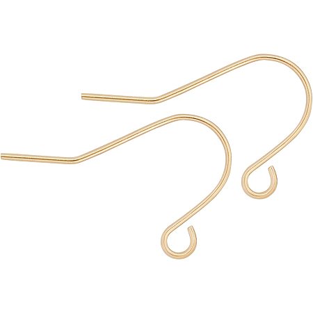 BENECREAT 100pcs 18K Gold Plated French Earring Hooks with Loop Dangle Earring Findings for DIY Earring Making, 13x20x0.7mm