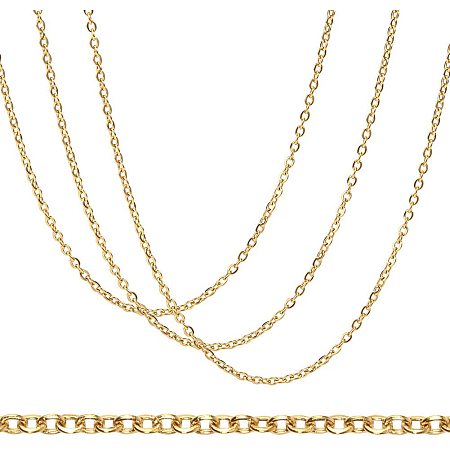 BENECREAT 20 Strands 18 Inches 304 Stainless Steel Link Cable Chains 2mm Gold Necklace Chains with Spring Clasps and Clear Plastic Box for Jewelry Making