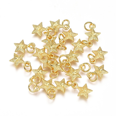 Honeyhandy Electroplated Alloy Charms, Long-Lasting Plated, with Brass Jump Ring, Star, Golden, 11.5x8.5x3mm, Hole: 3.5mm