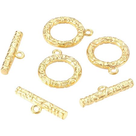 CHGCRAFT 10sets Alloy Ring Toggle Clasps Gold Plated Toggle Clasps for Necklace Bracelet Jewelry Making