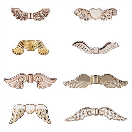 PandaHall Elite 40 pcs 8 Styles Wing Shape Alloy Beads Charm Spacer Beads for Bracelet Necklace Jewelry DIY Craft Making, Golden