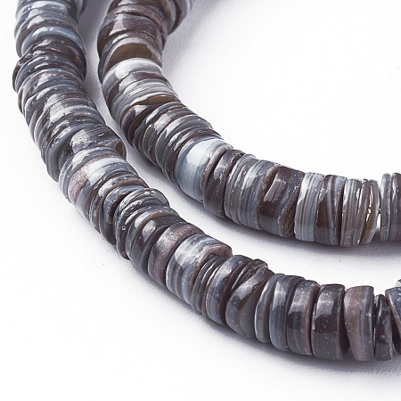 ARRICRAFT Shell Beads Strands, Dyed, Nuggets, Gray, 4.9~6x0.4~6mm, Hole: 1.4mm, about 15.94 inches~16.14 inches(40.5~41cm)