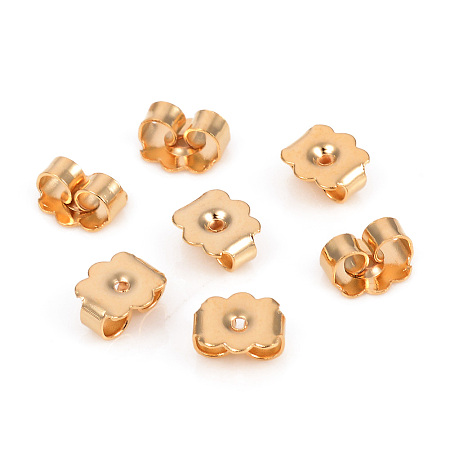 ARRICRAFT 304 Stainless Steel Ear Nuts, Earring Backs, Golden, 6.2x5.3x3mm, Hole: 0.9mm