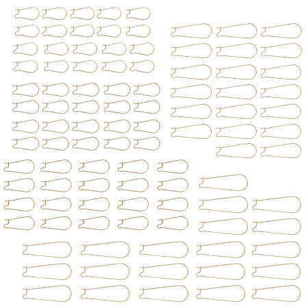 Arricraft 100Pcs/Box 5 Size 304 Stainless Steel Hoop Earring Findings, Kidney Ear Wire, Golden, 21 Gauge, 20~39x11~13.5x0.7mm, Pin: 0.7mm