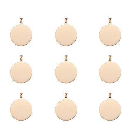 ARRICRAFT 10 Pcs 304 Stainless Steel Charms Flat Round Blank Stamping Tag Pendants Sets for Bracelet Earring Pendant Charms Size 33x30x1mm Golden