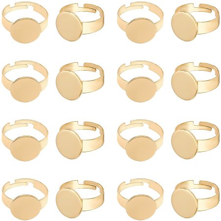 UNICRAFTALE 20pcs 12 mm Finger Rings Adjustable 304 Stainless Steel Cabochon Ring Components of Ring for Jewelry Making Pad Ring Base Findings Flat Round Golden