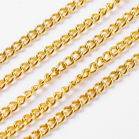 ARRICRAFT Unwelded Iron Twisted Chains, Curb Chains, Golden, 3.3x2.1x0.6mm