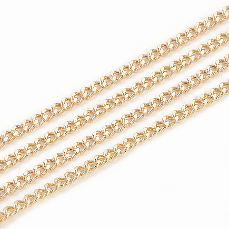 Honeyhandy Soldered Brass Curb Chains, Diamond Cut Chains, Real 18K Gold Plated, 2x1.4x0.4mm