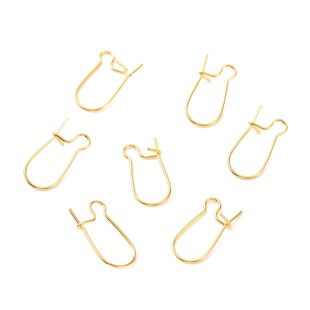 Arricraft Brass Hoop Earring Findings, Kidney Ear Wire, Long-Lasting Plated, Real 18K Gold Plated, 19x9x4mm, Pin: 0.7mm
