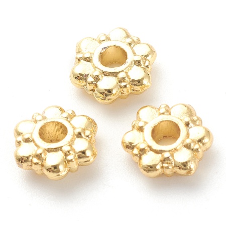 Honeyhandy Rack Plating Alloy Spacer Beads, Lead Free & Cadmium Free, Long-Lasting Plated, Flower, Real 18K Gold Plated, 7.5x8x2.5mm, Hole: 2mm