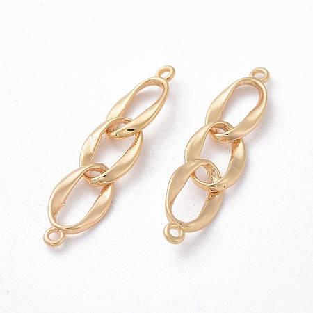 Arricraft Brass Links/Connectors, Real 18K Gold Plated, Twist Oval, 29x6x1mm, Hole: 1mm