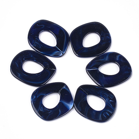Honeyhandy Acrylic Linking Rings, Quick Link Connectors, For Jewelry Chains Making, Imitation Gemstone Style, Dark Blue, 51.5x45x3.5mm, Hole: 23x16mm