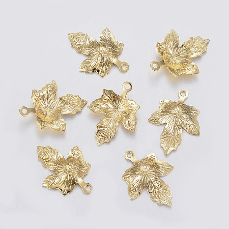 Nbeads  304 Stainless Steel Charms, Maple Leaf, Golden, 15x12x2mm, Hole: 1mm