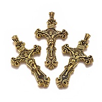 Honeyhandy Alloy Pendants, for Easter, Crucifix Cross, Antique Golden, 56x31x3mm, Hole: 3mm