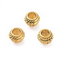 Honeyhandy Tibetan Style Alloy European Beads, Large Hole Beads, Rondelle, Antique Golden, 8x6mm, Hole: 4mm