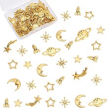 OLYCRAFT 112PCS Moon Star Resin Fillers Zinc Alloy Resin Charms Epoxy Resin Supplies Cosmos Themed Epoxy Resin Fillers for Resin Jewelry Making (Gold)