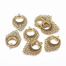 Honeyhandy Tibetan Style Alloy Chandelier Component Links, Loops, teardrop, Antique Golden, 34x25.5x2.2mm, Hole: 1.2mm