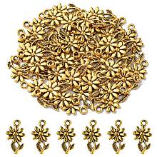 Honeyhandy Tibetan Style Alloy Pendants, Flower, Cadmium Free & Lead Free & Nickel Free, Antique Golden, 19x10x2mm, Hole: 2mm