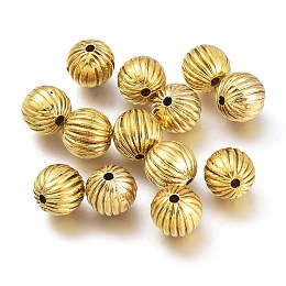 Honeyhandy CCB Plastic Beads, Round, Corrugated  Beads, Antique Golden, 12mm, Hole: 2mm