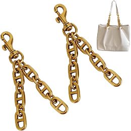 UNICRAFTALE 2Pcs Bag Extender Chains Alloy Mariner Purse Chain 12cm Antique Golden Double Layer Shoulder Bag Strap Extender Chains with Swivel Lobster Claw Clasp for Bag Straps Replacement Accessories