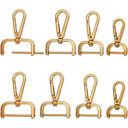 PandaHall Elite 8pcs D-Rings Swivel Snap Hooks, 4 Sizes Removable D-Rings Lobster Clasps Replacement Push Gate Snap Hooks for Lanyard Key Rings Leather Crafts Purse Making, 0.75/0.98/1.26/1.5"