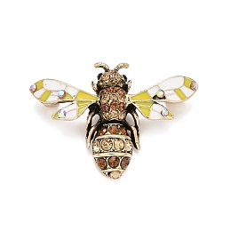 Honeyhandy Bee Enamel Pin with Rhinestone, Insect Alloy Badge for Backpack Clothes, Antique Golden, Colorful, 31.5x45x10.5mm