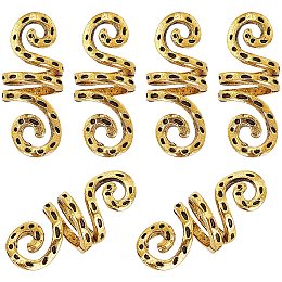 Pandahall Elite 40pcs Antique Golden Spiral Hair Beads, Alloy Hair Braiding Beads Vikings Dreadlocks Beads Spiral Hair Coils for Braid Beards Hair Pendants