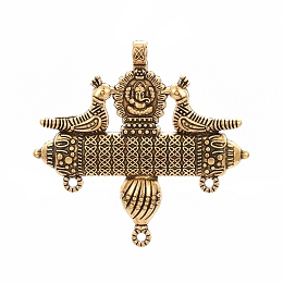 Honeyhandy Tibetan Style Alloy Chandelier Component Links, Hindu Elephant God Lord Ganesh Statue & Bird, Antique Golden, 57.5x59.5x5mm, Hole: 4mm and 2mm