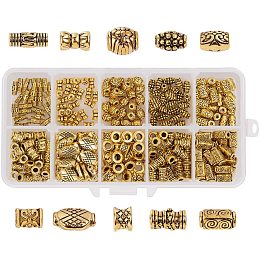 Tibetan Style Alloy Cuboid Swirl Bead Set of 10 Antique Gold 