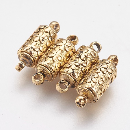 ARRICRAFT Brass Magnetic Clasps, Long-Lasting Plated, Column, Antique Golden, 16.5x5.5mm, Hole: 2mm