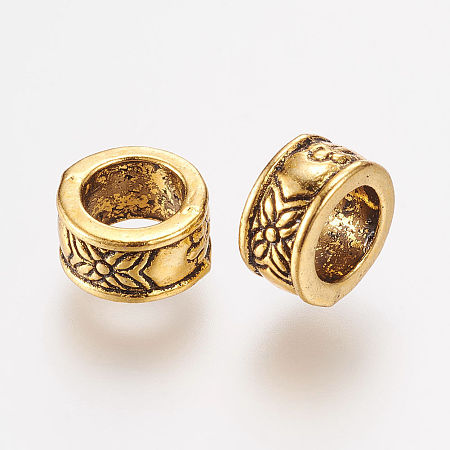 Honeyhandy Tibetan Style Alloy European Beads, Ring, Antique Golden, 8x4.5mm, Hole: 5mm