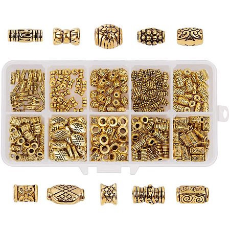 Arricraft 10 Style Antique Gold Spacer Beads, Metal Column Jewelry Beads Charm for DIY Bracelet Necklace Jewelry Making, 250pcs
