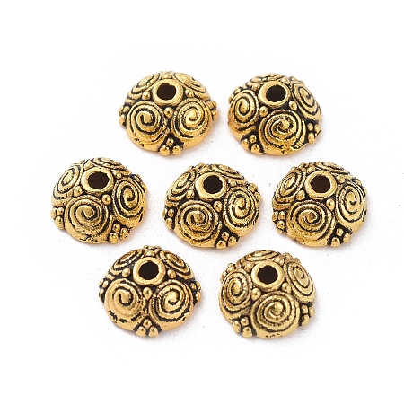 Honeyhandy Alloy Bead Caps, Lead Free and Cadmium Free, Antique Golden, about 8mm long, 8mm wide, 4.5mm thick, hole: 2mm, Inner Diameter: 6mm