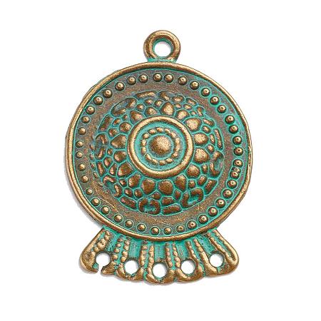 ARRICRAFT 20pcs Tibetan Style Flat Round Shape Alloy Chandelier Components for Earring Pendant DIY Jewelry Making, Antique Bronze & Green Patina